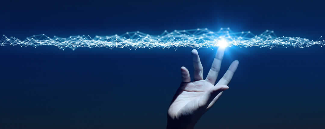 Image of Hand touching lightwaves representing Digital Maturity
